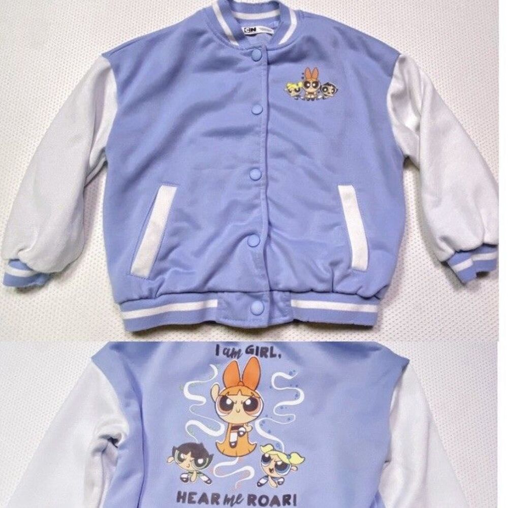 Cartoon Network Powerpuff Girls Varsity Style Jacket Hear Me Roar Girls 6 Years